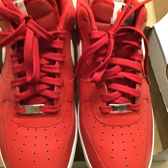 NIKE AIR FORCE 1 LOW UNIVERSITY RED WHITE SNEAKERS - Picture 1 of 16
